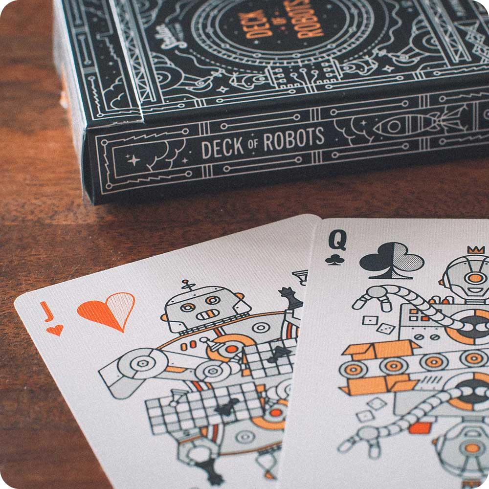 Deck of Robots tuck box with 2 cards