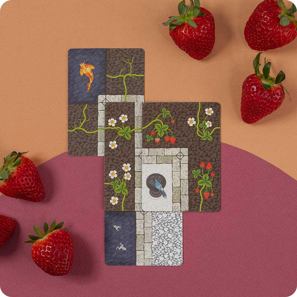 Strawberry sunset cards with strawberries